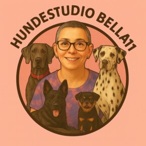 Zeichnung der Inhaberin mit Hunden